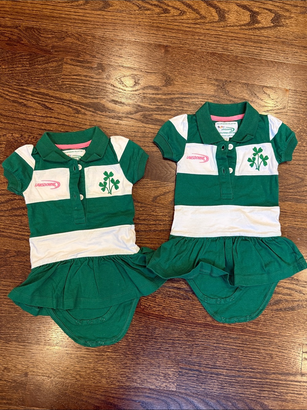 Green & White Polo Skirt Set for Kids - Matching Duo
